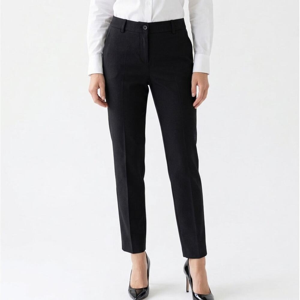 Moschino Boutique Trousers Womens 10 Black High-rise Tapered Chino Dress Pants